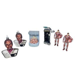 Star Trek Christmas Ornaments Lot of 6 Tribbles Tucker Worf Locutus of Borg Y2K